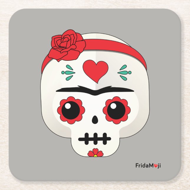 Frida Kahlo | FridaMoji - Sugar Skull Underlägg Papper Kvadrat (Framsidan)