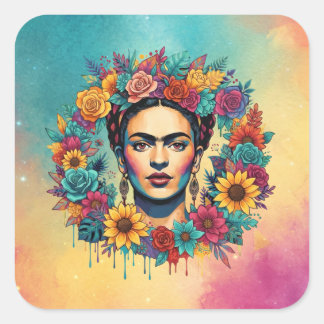 Frida Kahlo Fyrkantigt Klistermärke