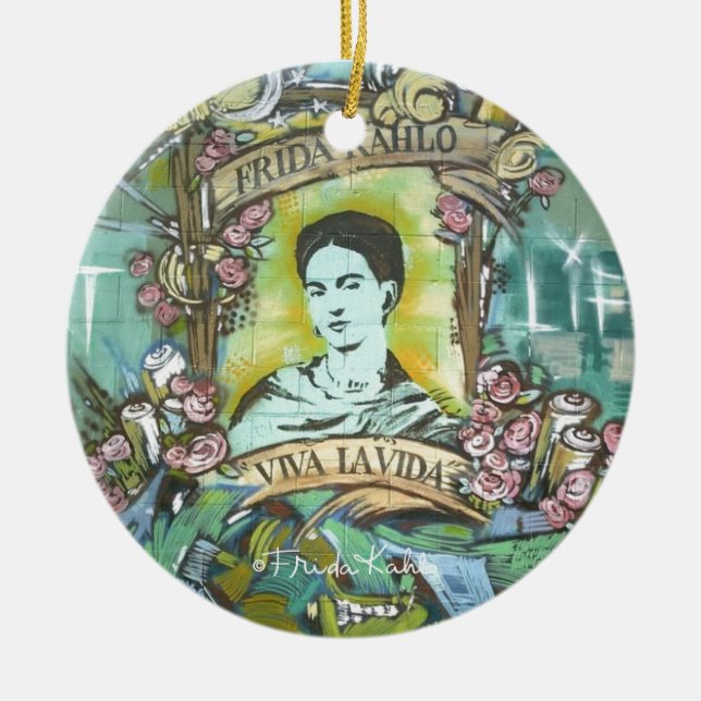 Frida Kahlo Graffiti Julgransprydnad Keramik (Framsidan)