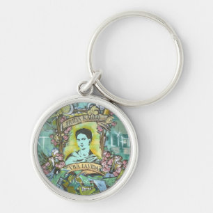Frida Kahlo Graffiti Rund Silverfärgad Nyckelring