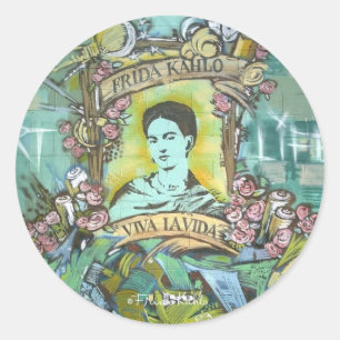 Frida Kahlo Graffiti Runt Klistermärke