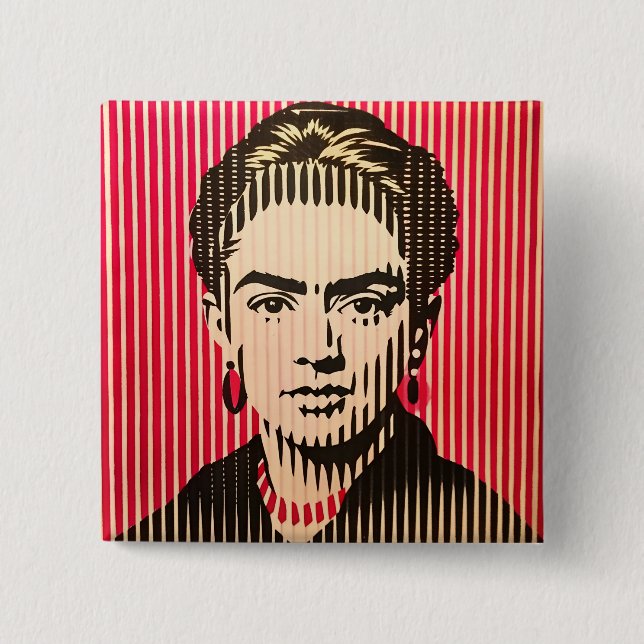 Frida Kahlo i BAUHAUS optisk illusion stil Knapp (Framsida)