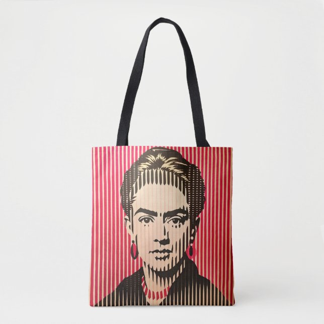 Frida Kahlo i BAUHAUS optisk illusion stil Tygkasse (Framsida)