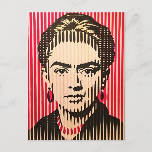 Frida Kahlo i BAUHAUS optisk illusion stil Vykort (Framsida)
