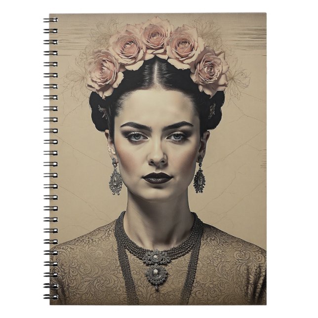 Frida Kahlo-inspirerad Vintage Anteckningsbok (Framsidan)