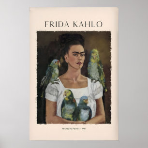 Frida Kahlo Jag och mina papegojor Självporträtt K Poster