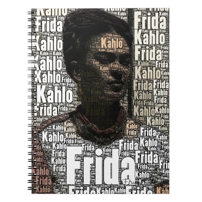 Frida Kahlo Lettering Porträtt Anteckningsbok (Framsidan)