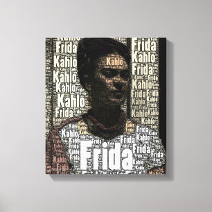 Frida Kahlo Lettering Porträtt Canvastryck