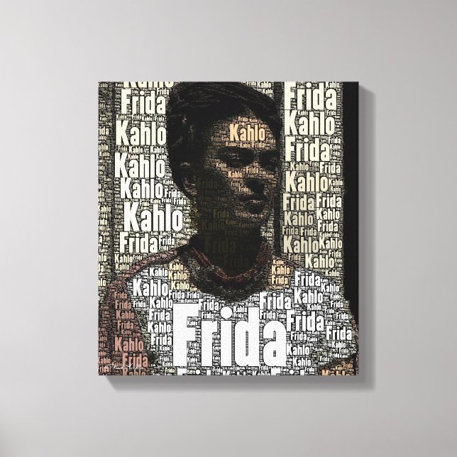 Frida Kahlo Lettering Porträtt Canvastryck (Framsida)