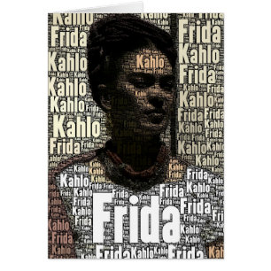 Frida Kahlo Lettering Porträtt Hälsningskort