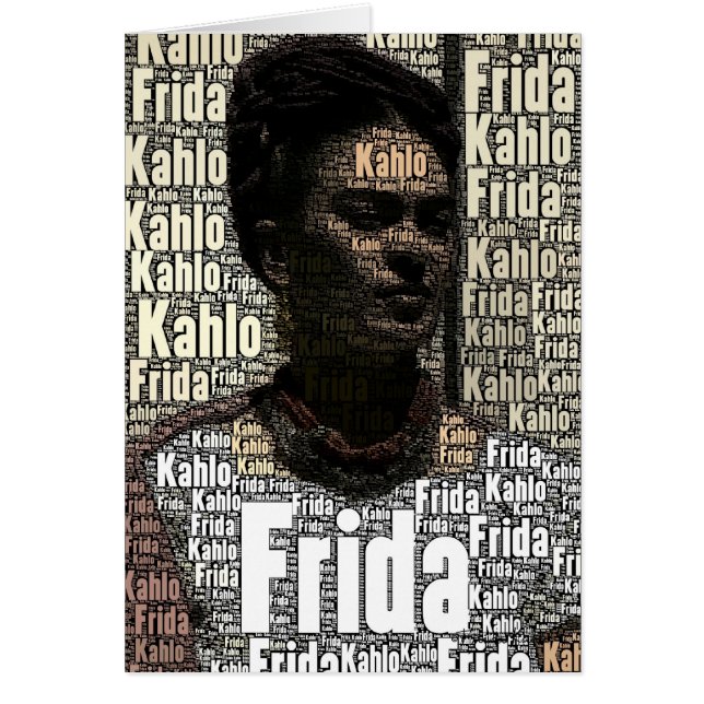 Frida Kahlo Lettering Porträtt Hälsningskort (Framsidan)