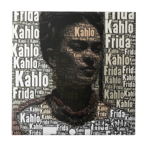 Frida Kahlo Lettering Porträtt Kakelplatta