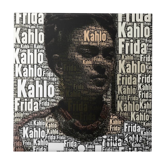 Frida Kahlo Lettering Porträtt Kakelplatta (Framsidan)