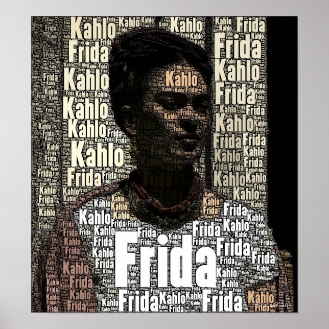 Frida Kahlo Lettering Porträtt Poster (Framsidan)