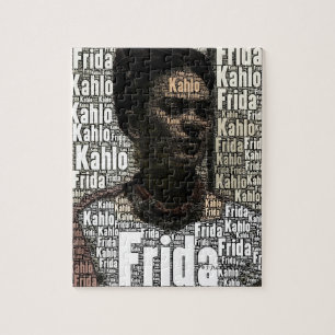 Frida Kahlo Lettering Porträtt Pussel