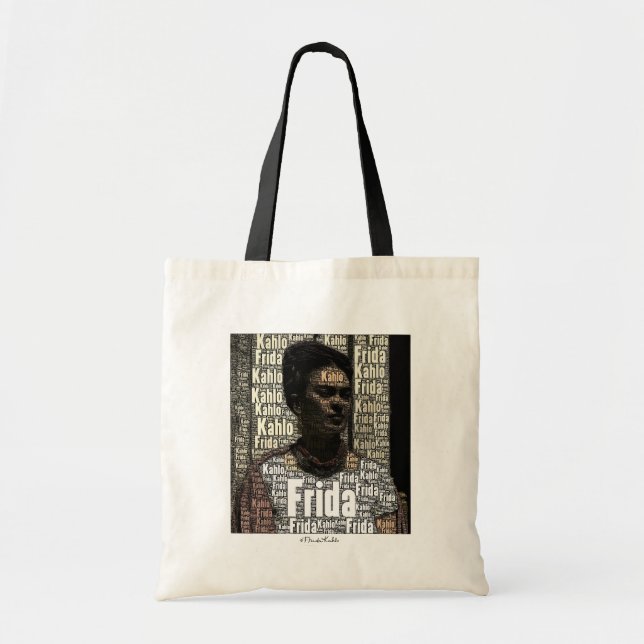 Frida Kahlo Lettering Porträtt Tygkasse (Framsidan)