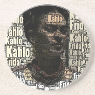 Frida Kahlo Lettering Porträtt Underlägg Sandsten