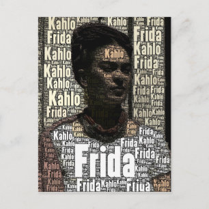 Frida Kahlo Lettering Porträtt Vykort