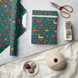 Frida Kahlo | Life Symbols Presentpapper<br><div class="desc">This colorful pattern is inspired by Mexico's most famous painter, Frida Kahlo. The work of this revolutionary artist was strongly influenced by her love of animals, nature and her Mexican culture. The fun floral print here shows the strong use of color Frida incorporated in her paintings. The use of skulls...</div>