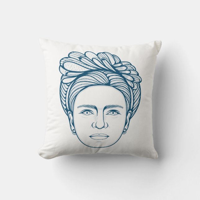 Frida Kahlo Line Art Kudde (Framsida)