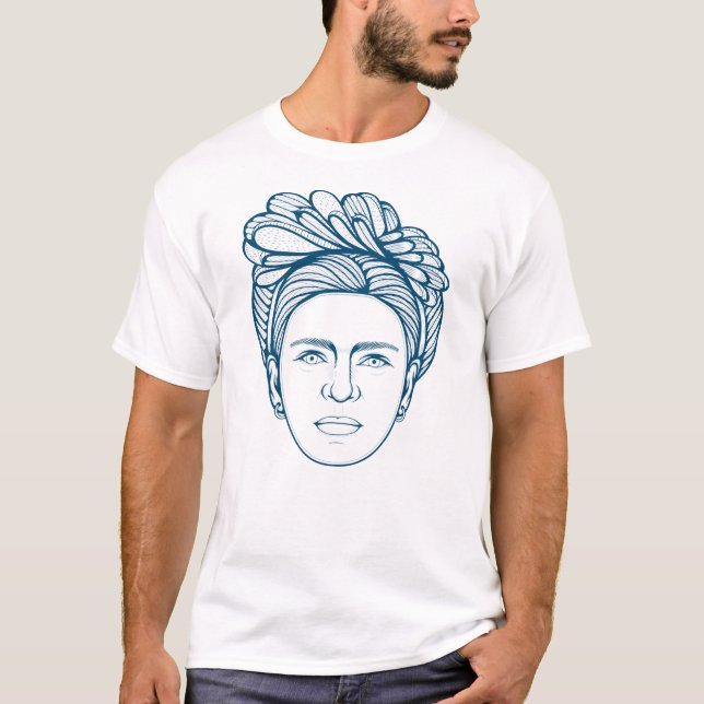 Frida Kahlo Line Art T Shirt (Framsida)