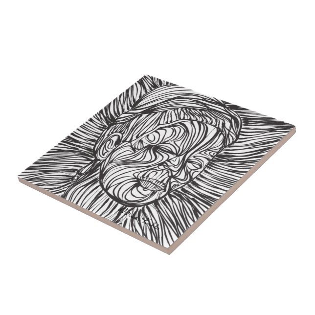 Frida Kahlo Linjer Porträtt Kakelplatta (Sidan)