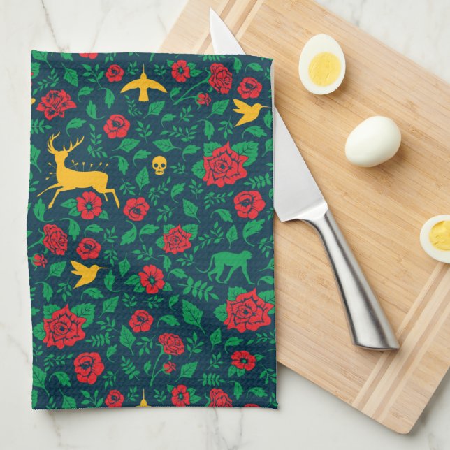 Frida Kahlo | livsymboler Kökshandduk (Vikt i Fjärdedel)