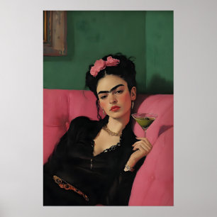 Frida Kahlo Martini Konsttryck, Feministisk Bar Ca Poster