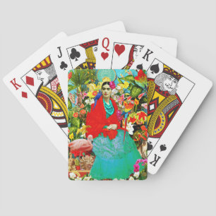 Frida Kahlo med mexikanska fågelväxter Casinokort