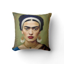 Frida Kahlo med Pearl Earrings Dekorativ kudde