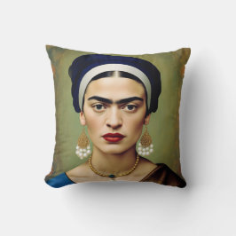 Frida Kahlo med Pearl Earrings Dekorativ kudde
