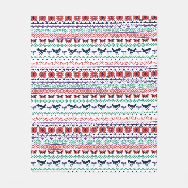 Frida Kahlo | mexicanskt mönster Fleecefilt (Framsidan)