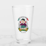 Frida Kahlo | Mi Mexico Lindo Glaskopp<br><div class="desc">This captivating design for a can-shaped glass features a vibrant tribute to iconic artist Frida Kahlo and her beloved homeland. The illustration portrays Frida with crossed arms, adorned in a purple shawl and embracing a striking agave plant. Her portrait is beautifully framed by stylized thorny vines blooming with red flowers...</div>