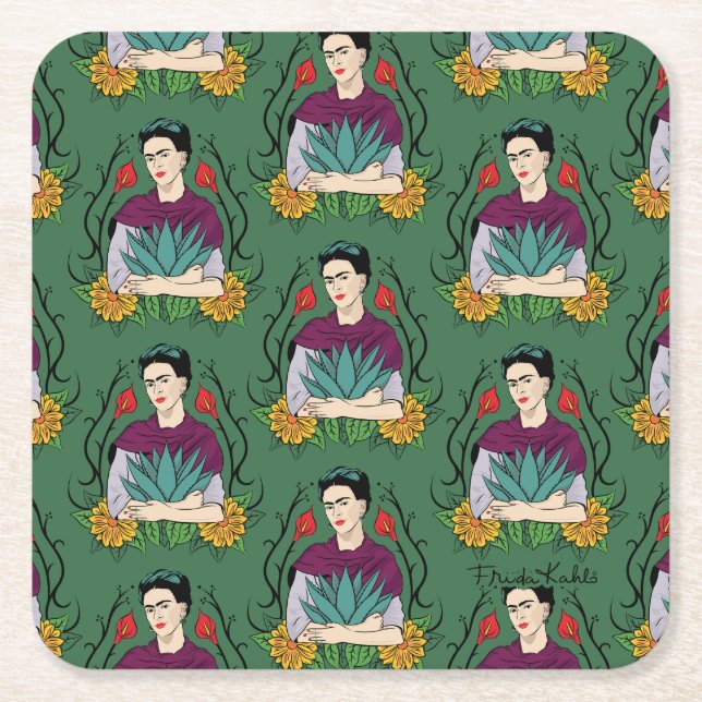 Frida Kahlo | Mi Mexico Lindo mönster Underlägg Papper Kvadrat (Framsidan)