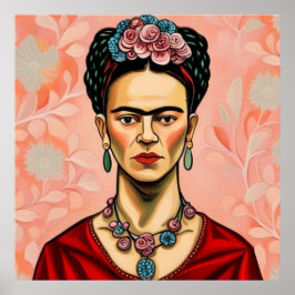 Frida Kahlo-modell med blommor i hennes hår Poster