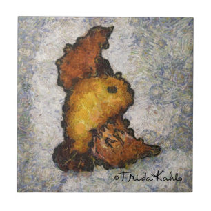Frida Kahlo Monet-Stil Bird Painting Kakelplatta