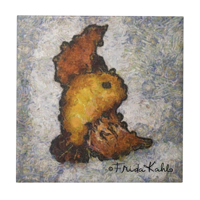 Frida Kahlo Monet-Stil Bird Painting Kakelplatta (Framsidan)