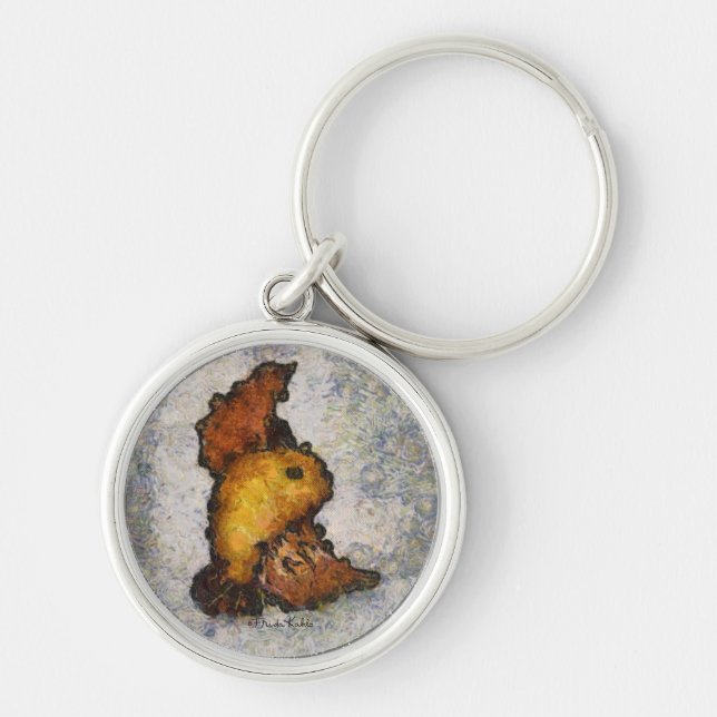 Frida Kahlo Monet-Stil Bird Painting Rund Silverfärgad Nyckelring (Framsidan)