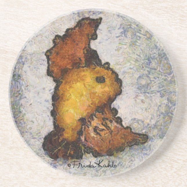 Frida Kahlo Monet-Stil Bird Painting Underlägg Sandsten (Framsidan)