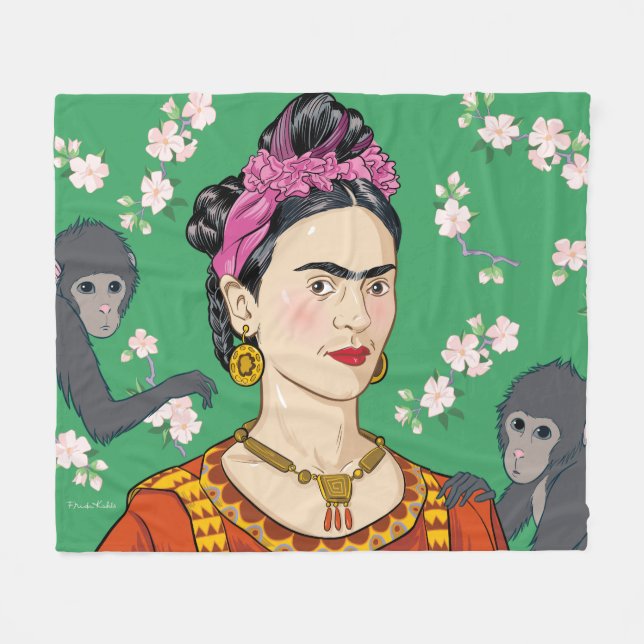 Frida Kahlo Monkey Graphic Fleecefilt (Framsidan (Horisontell))