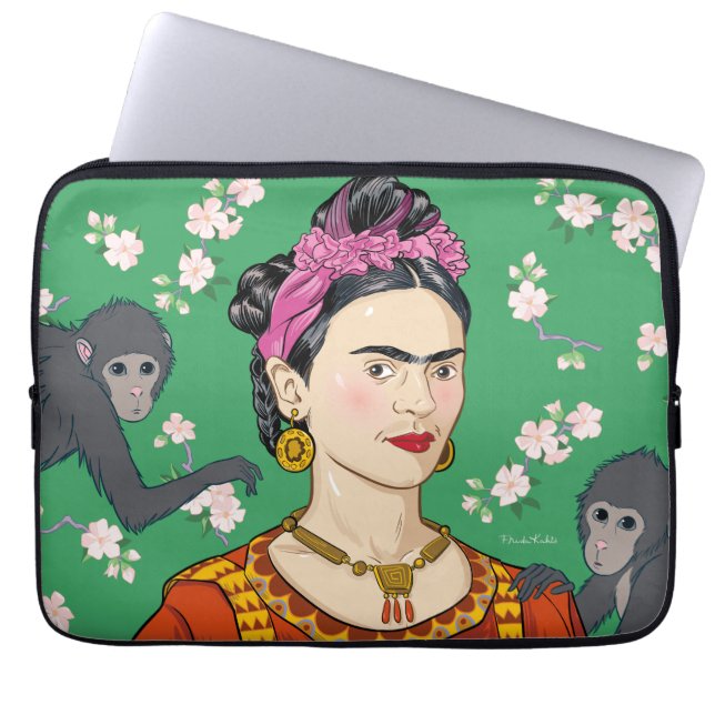 Frida Kahlo Monkey Graphic Laptop Fodral (Framsidan)