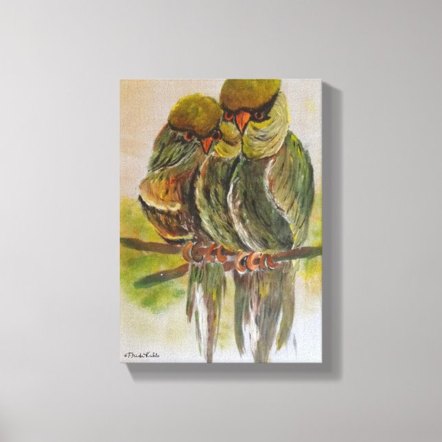 Frida Kahlo Painting Birds Canvastryck (Framsida)