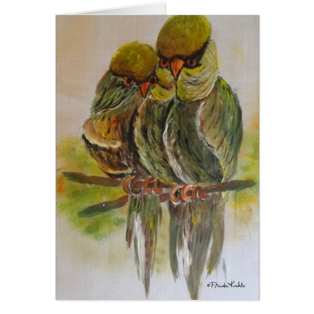 Frida Kahlo Painting Birds Hälsningskort (Framsidan)