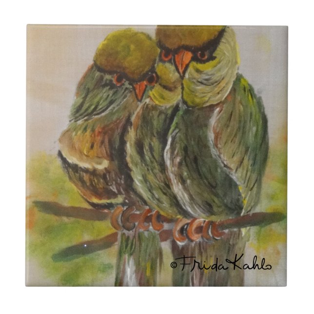 Frida Kahlo Painting Birds Kakelplatta (Framsidan)