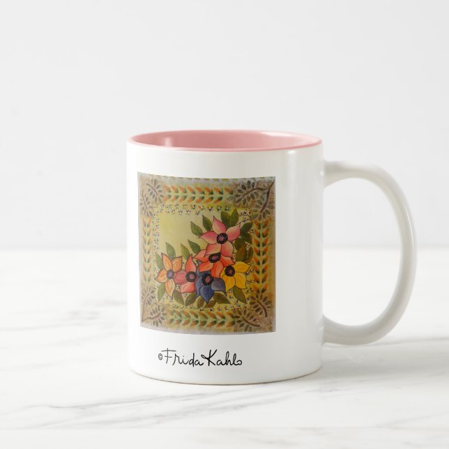 Frida Kahlo Painting Flores Två-Tonad Mugg (Höger)