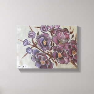 Frida Kahlo Painting Flowers Canvastryck