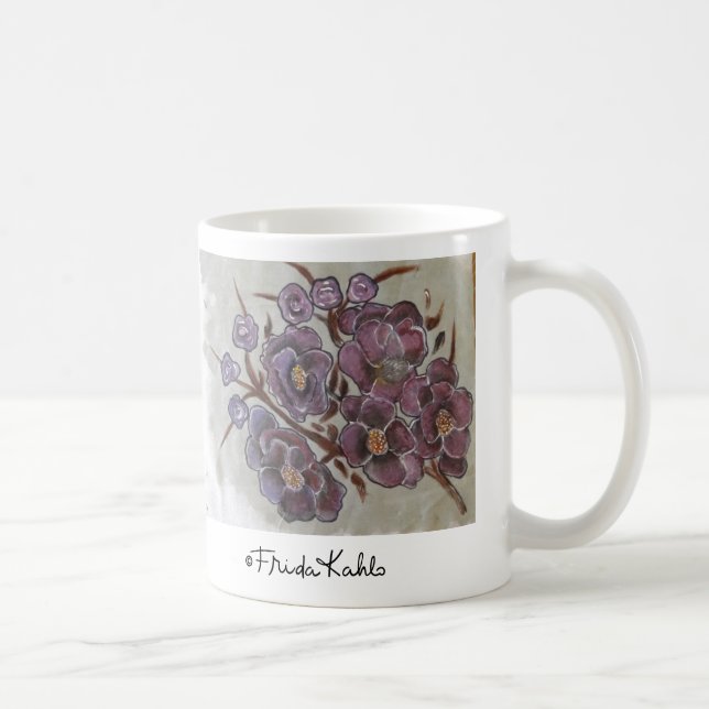 Frida Kahlo Painting Flowers Kaffemugg (Höger)