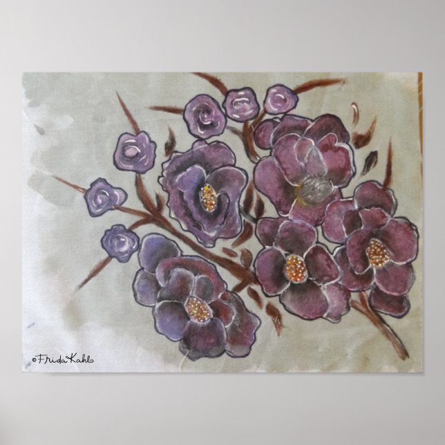 Frida Kahlo Painting Flowers Poster (Framsidan)