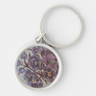 Frida Kahlo Painting Flowers Rund Silverfärgad Nyckelring