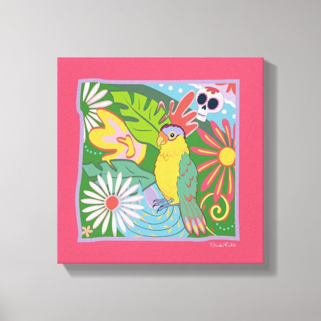 Frida Kahlo Parrot Graphic Canvastryck (Framsida)